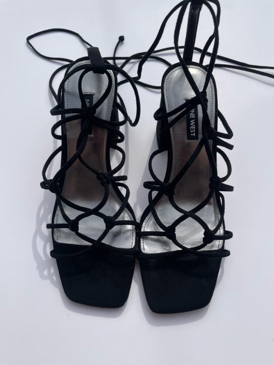 Nine West Shoes - Nine West Glaven Lace-Up Heeled Sandals | Black Square Toe Size 9